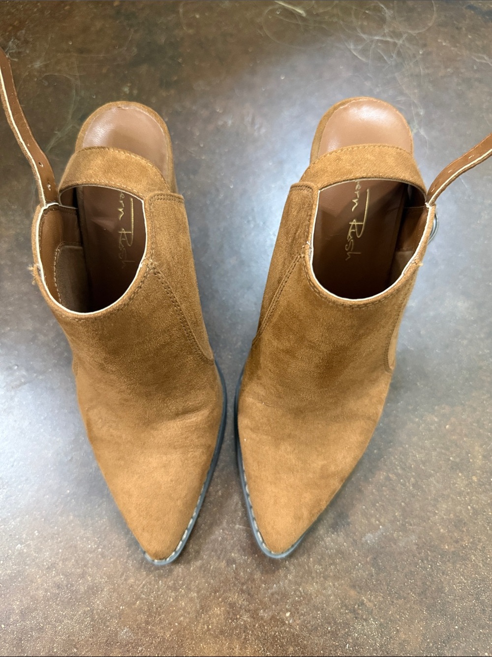 Modern Rush Tan Suede Pointed Toe Mules